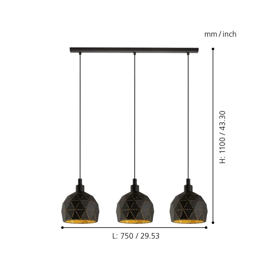 Eglo - Lysekrone i en snor 3xE14/40W/230V