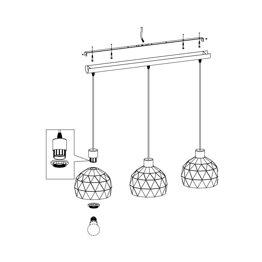 Eglo - Lysekrone i en snor 3xE14/40W/230V