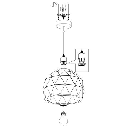 Eglo - Lysekrone i en snor 1xE27/60W/230V