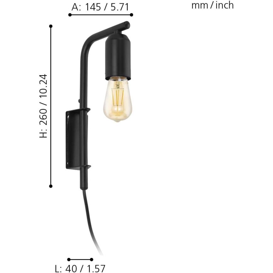 Eglo 98064 - Væglampe ADRI 1xE27/60W/230V