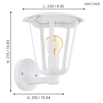 Eglo - Udendørs væglys 1xE27/60W/230V hvid IP44