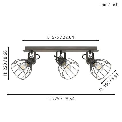 Eglo 98136 - Spotlampe SAMBATELLO 3xE27/40W/230V