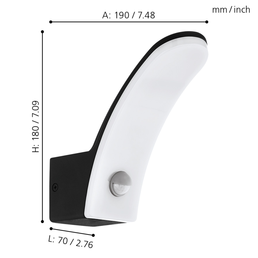 Eglo - Udendørs LED væglampe med sensor LED/11W/230V IP44