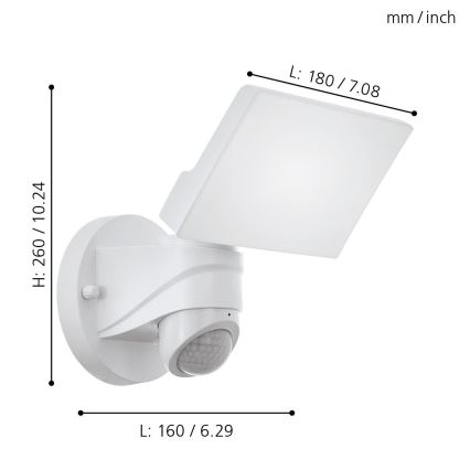 Eglo - Udendørs LED væglampe med sensor LED/15W/230V IP44