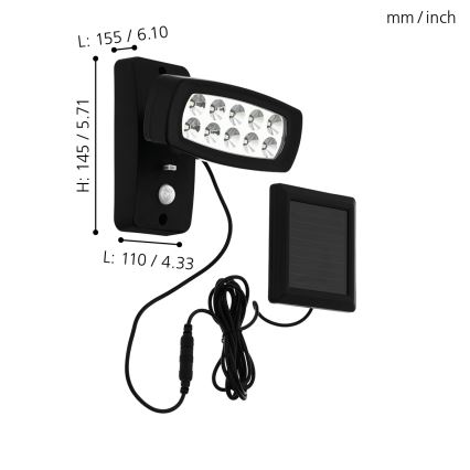 Eglo - Soldrevet LED væglampe med sensor LED/1,2V IP44