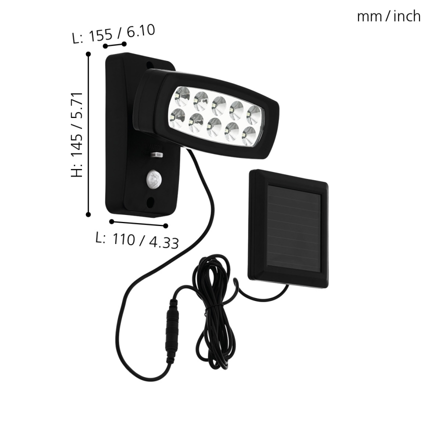 Eglo - Soldrevet LED væglampe med sensor LED/1,2V 600 mAh IP44