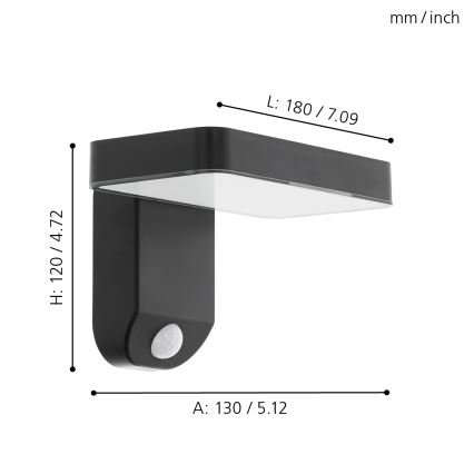 Eglo - Soldrevet LED væglampe med sensor LED/4,5W/3,7V 2200 mAh IP44
