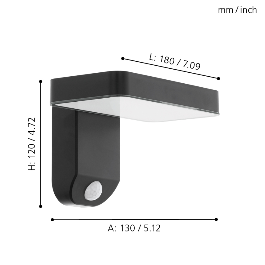 Eglo - Soldrevet LED væglampe med sensor LED/4,5W/3,7V 2200 mAh IP44