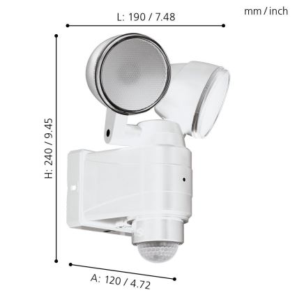 Eglo - LED udendørslampe med sensor 2xLED/4W/4xLR1 IP44