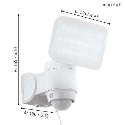 Eglo - Soldrevet LED væglampe med sensor LED/3,7V 1800 mAh IP44