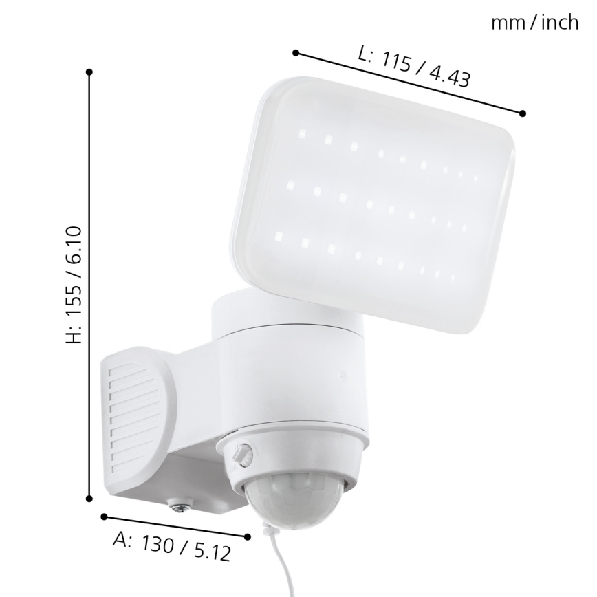 Eglo - Soldrevet LED væglampe med sensor LED/3,7V 1800 mAh IP44