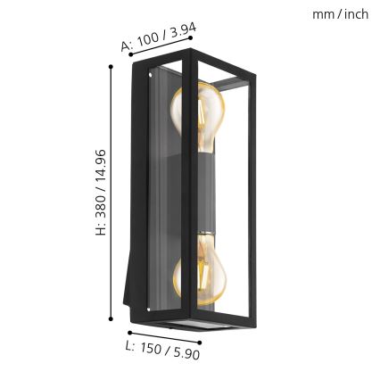 Eglo - Udendørs væglys 2xE27/60W/230V IP44