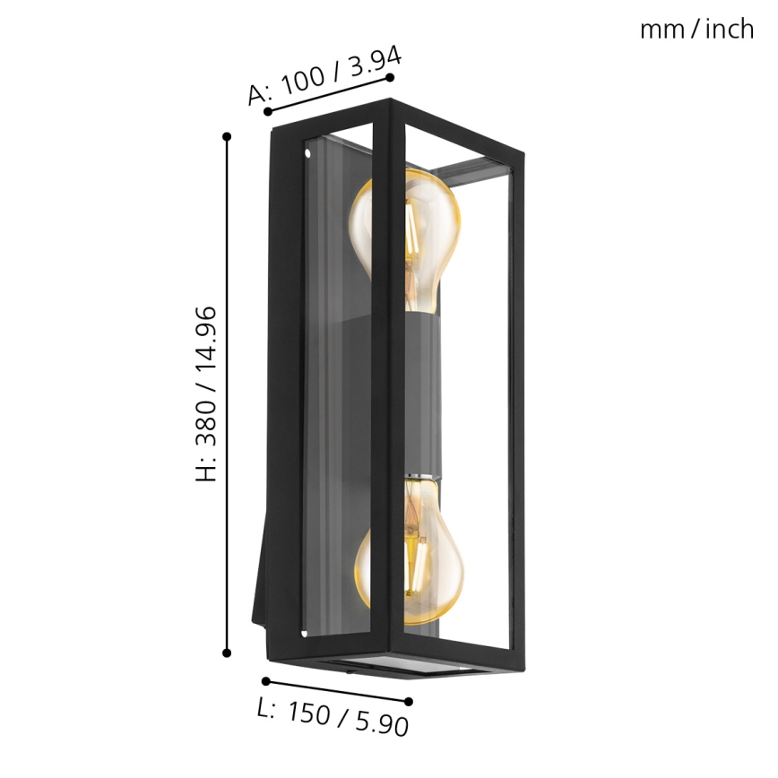 Eglo - Udendørs væglys 2xE27/60W/230V IP44