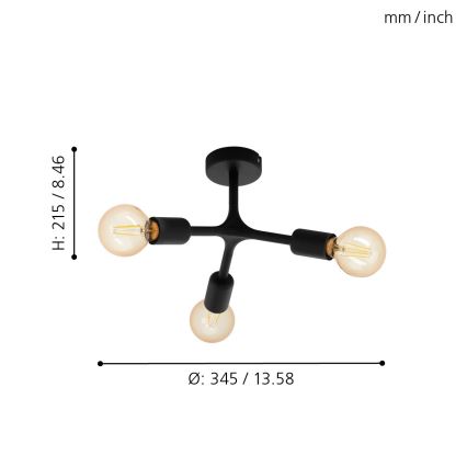 Eglo - Fastmonteret lysekrone 3xE27/60W/230V