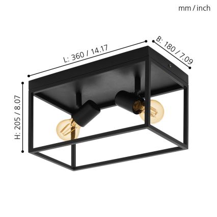 Eglo - Lofts lys 2xE27/40W/230V