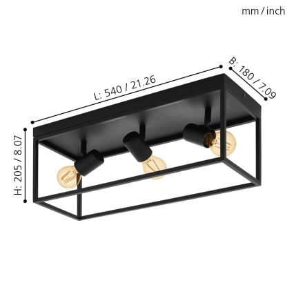 Eglo - Lofts lys 3xE27/40W/230V