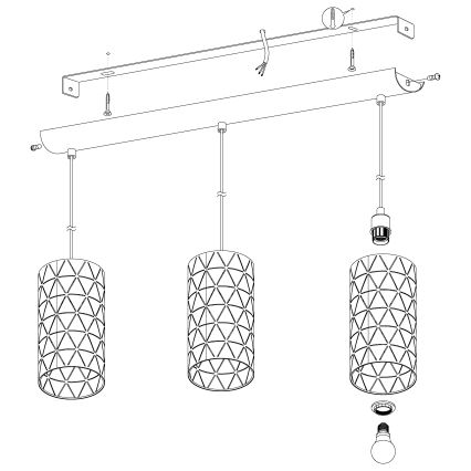 Eglo - Lysekrone i en snor 3xE27/40W/230V