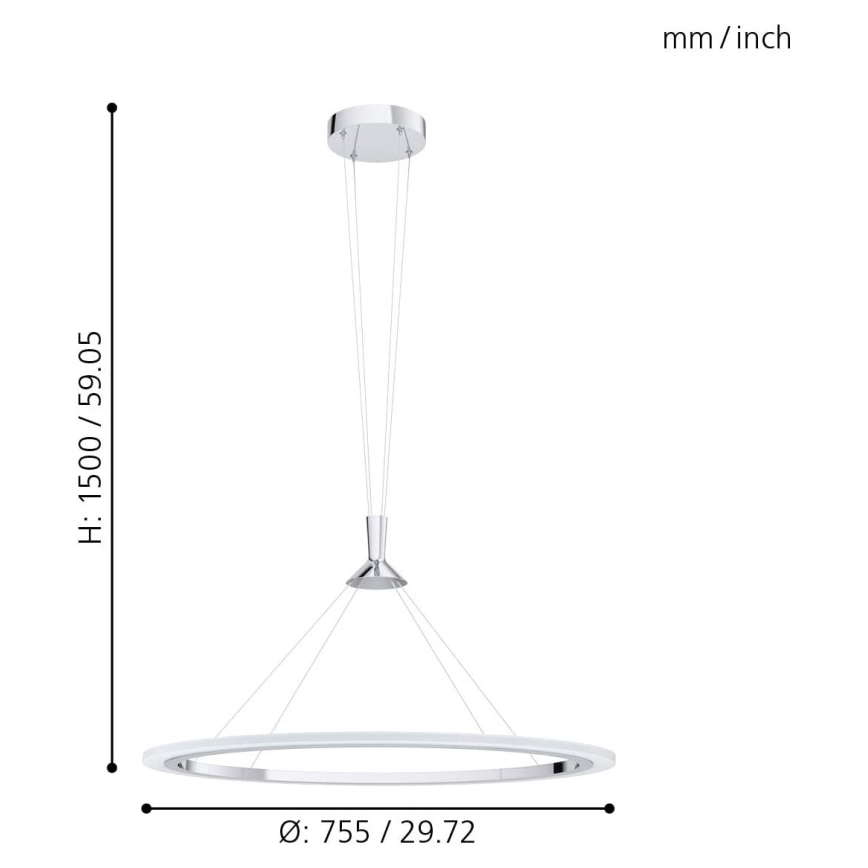 Eglo - LED pendel m. RGB-farver dæmpbar HORNITOS-C LED/37W/230V + fjernbetjening