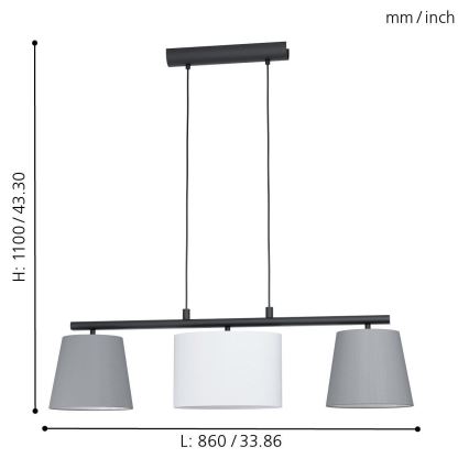 Eglo - LED-lysekrone på kabel 3xE14/25W/230V