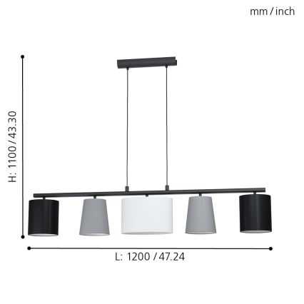 Eglo - LED-pendel med kabel 5xE14/25W/230V