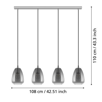 Eglo - Lysekrone i en snor 4xE27/40W/230V