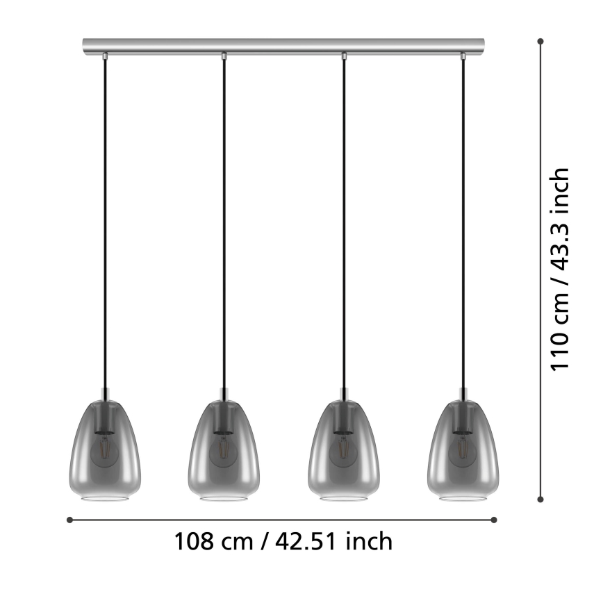 Eglo - Lysekrone i en snor 4xE27/40W/230V