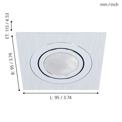 Eglo - ET 3xLED Forsænket lys Areitio 3xGU10 / 5W / 230V