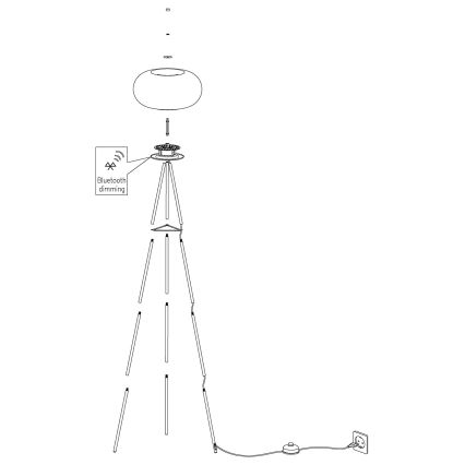 Eglo - LED gulvlampe dæmpbar RGB-farver OPTICA-C LED/17W/230V