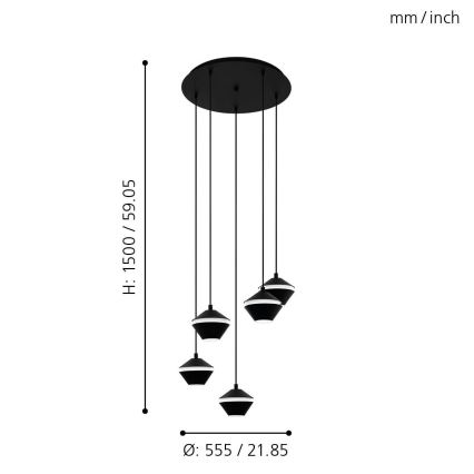 Eglo - LED pendel 5xGU10/5W/230V