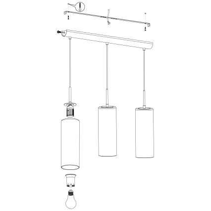 Eglo - Lysekrone i en snor 3xE27/15W/230V