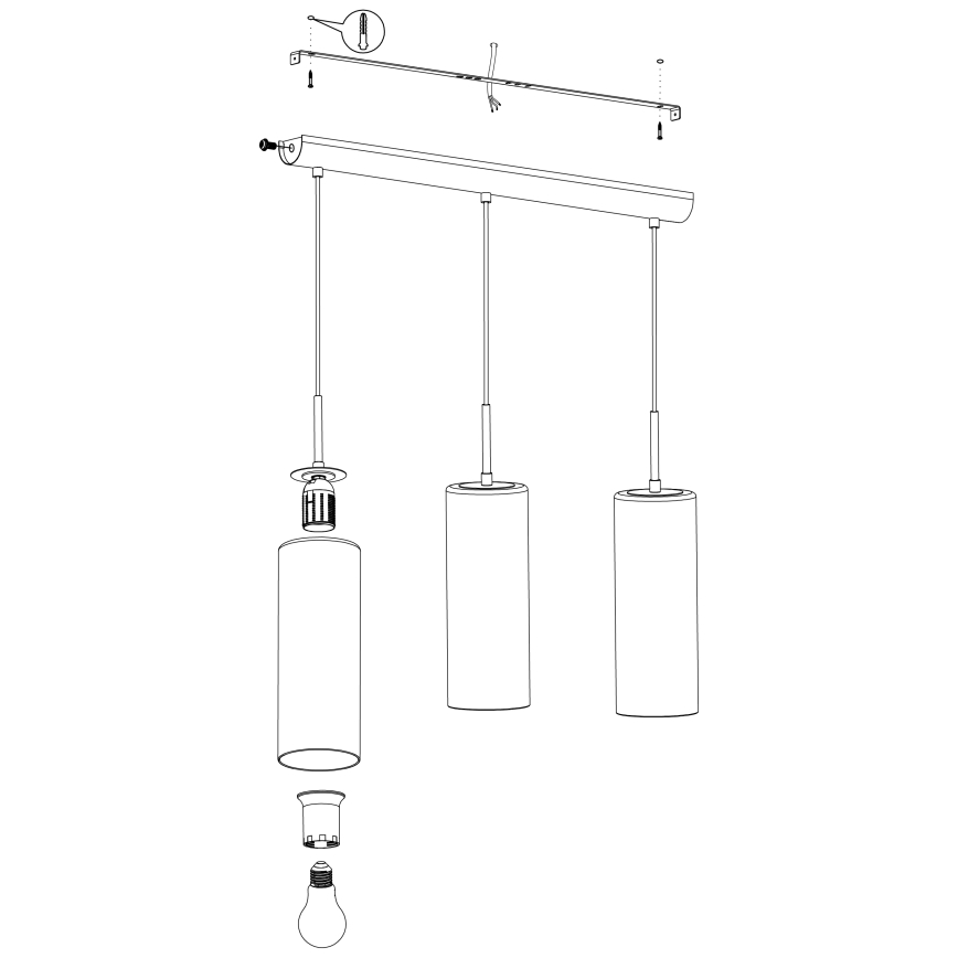 Eglo - Lysekrone i en snor 3xE27/15W/230V