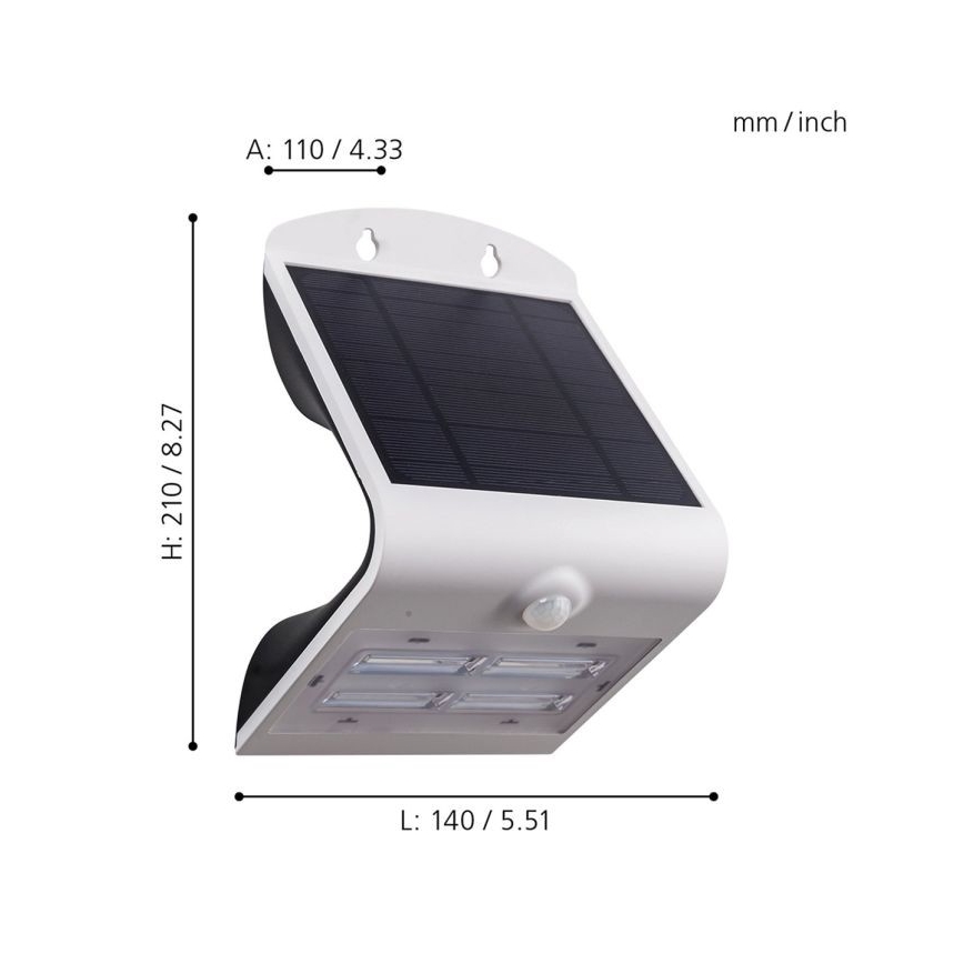 Eglo - Solcellelampe med sensor LED/3,2W/3,7V 2000 mAh IP54