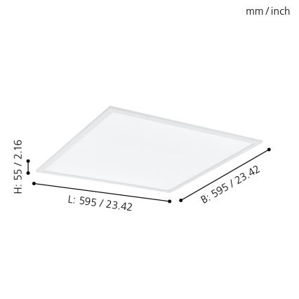 Eglo - Loftlampe m. RGBW-farver dæmpbar LED/32,5W/230V 2700-6500K 60x60 cm + fjernbetjening