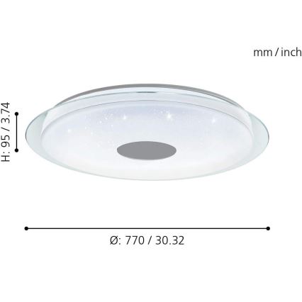 Eglo - LED loftlampe dæmpbar RGB-farver LANCIANO-C LED/53W/230V + fjernbetjening