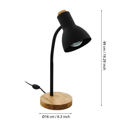 Eglo - Bordlampe 1xE27/40W/230V sort