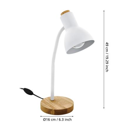 Eglo - Bordlampe 1xE27/40W/230V hvid