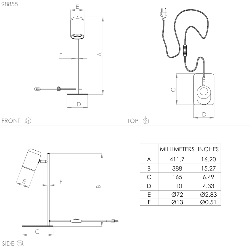 Eglo - LED bordlampe 1xGU10/4,5W/230V sort
