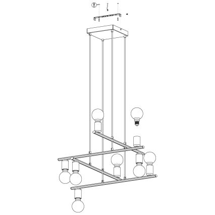 Eglo - Lysekrone på en snor 8xE27/40W/230V