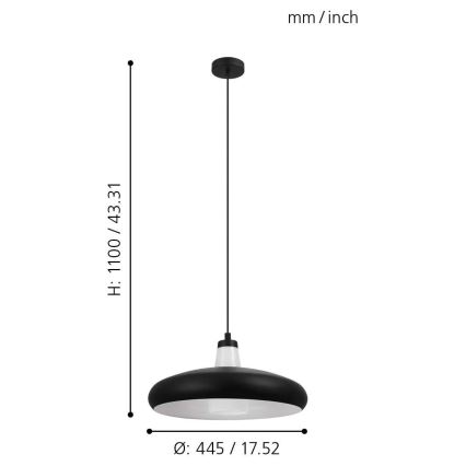 Eglo - LED pendel dæmpbar RGB-farver TABANERA-C 1xE27/9W/230V