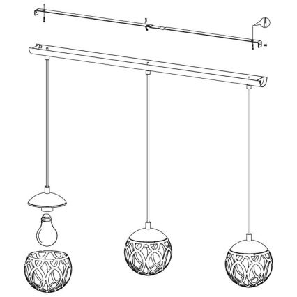 Eglo - Lysekrone i en snor 3xE27/60W/230V