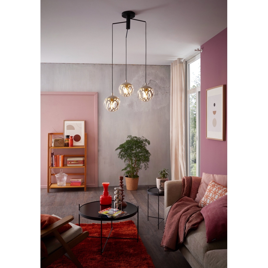 Eglo - Lysekrone i en snor 3xE27/60W/230V