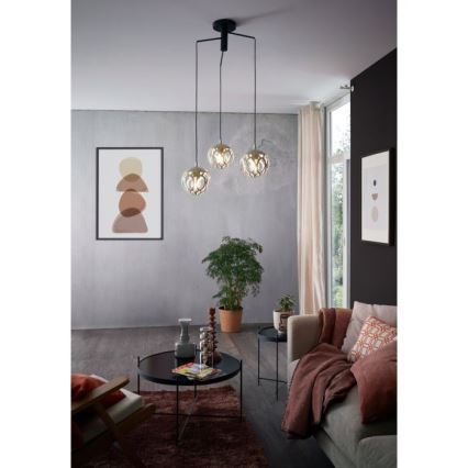 Eglo - Lysekrone i en snor 3xE27/60W/230V