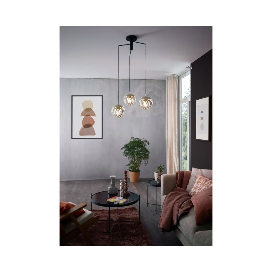 Eglo - Lysekrone i en snor 3xE27/60W/230V