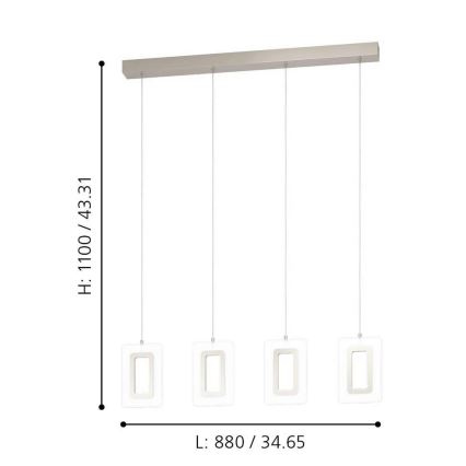 Eglo 99107 - LED-pendel på wire ENALURI 4xLED/5,4W/230V
