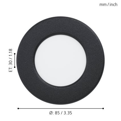 Eglo - LED indbygningslampe til badeværelse LED/2,7W/230V IP44