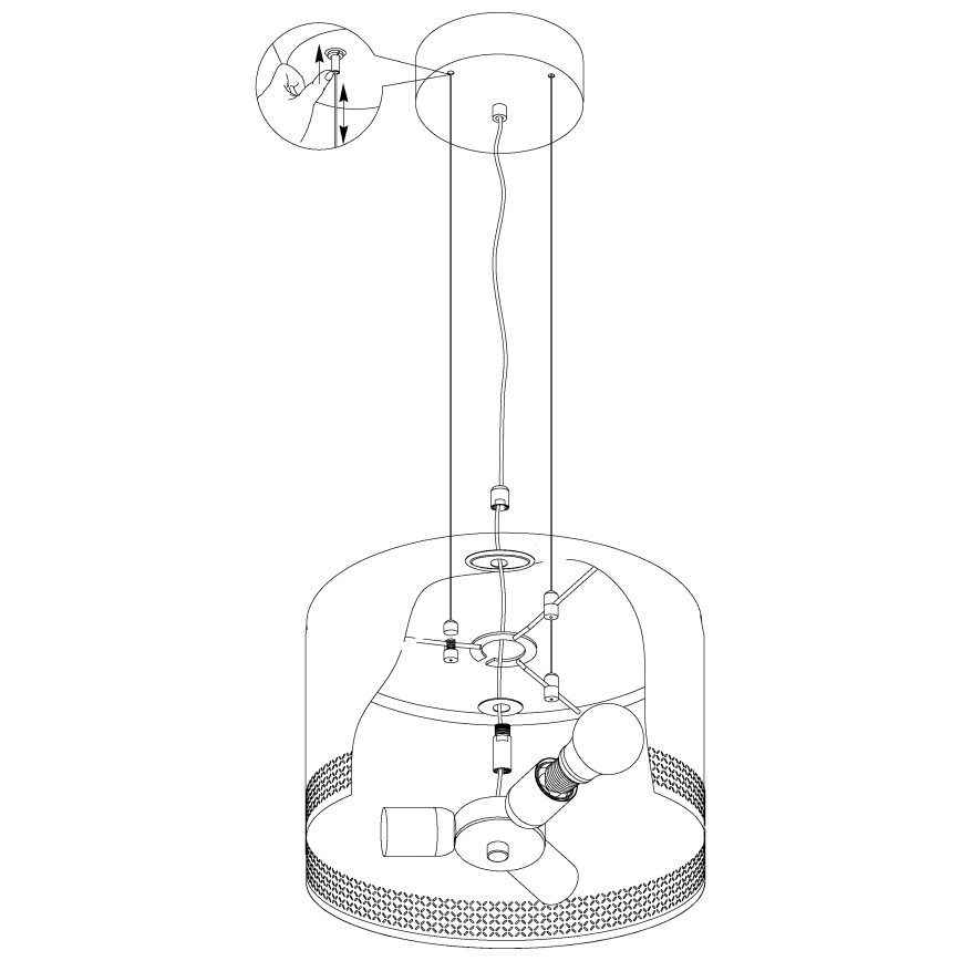 Eglo - Lysekrone i en snor 3xE27/40W/230V