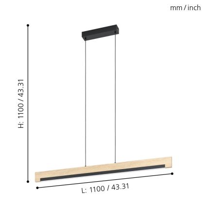 Eglo - LED pendel dæmpbar LED/25.5W/230V