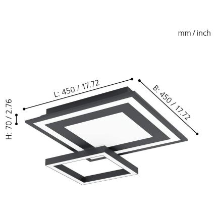 Eglo - LED RGB Dæmpbar loftlampe SAVATAEILA-C LED/20W/230V