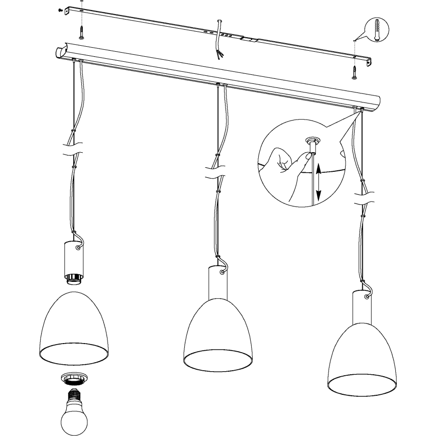 Eglo - Lysekrone i en snor 3xE27/40W/230V