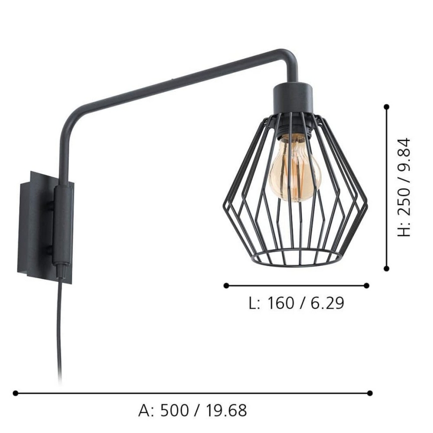Eglo 99349 - Væglampe TABILLANO 1xE27/40W/230V